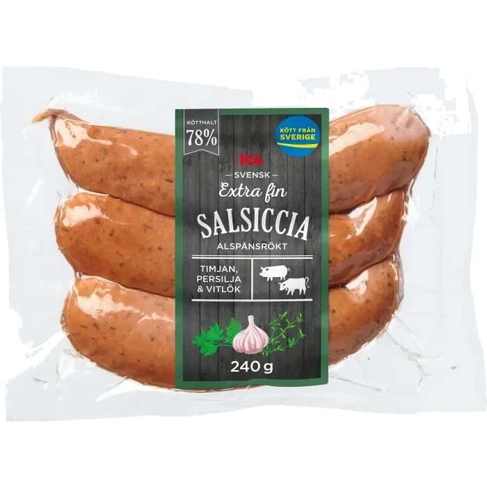 Salsiccia Extra FIn 78% Kötthalt 240g ICA