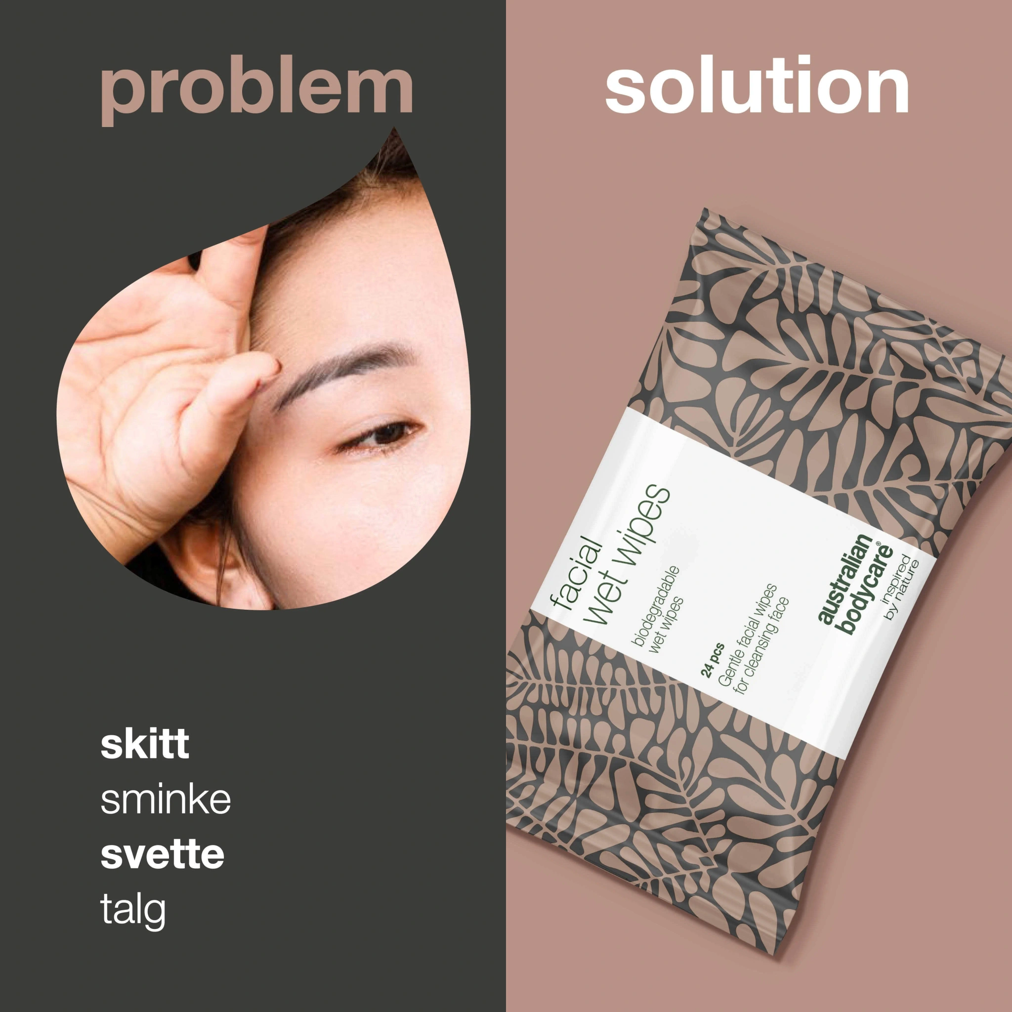 Australian Bodycare Face Wet Wipes, 24 stk.