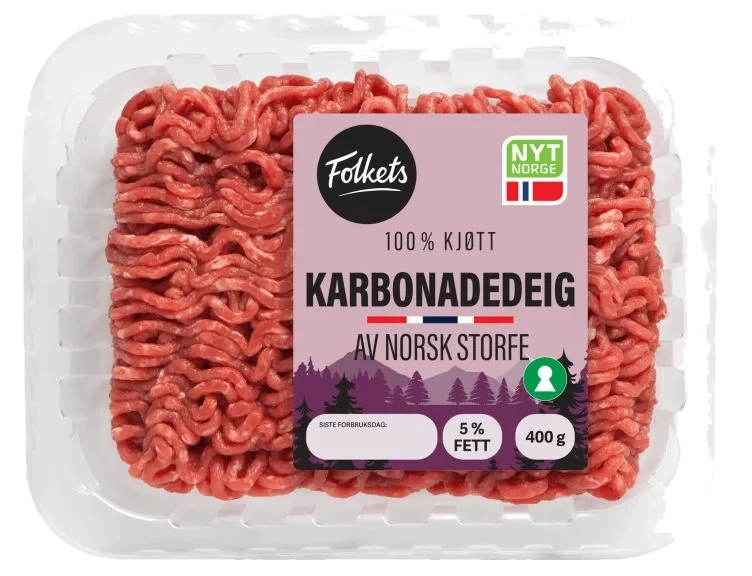 Karbonadedeig 5% u/Salt og Vann 400g Folkets