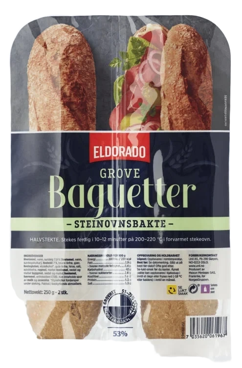 Baguette Grov Steinovnsbakt 2x125g Eldorado