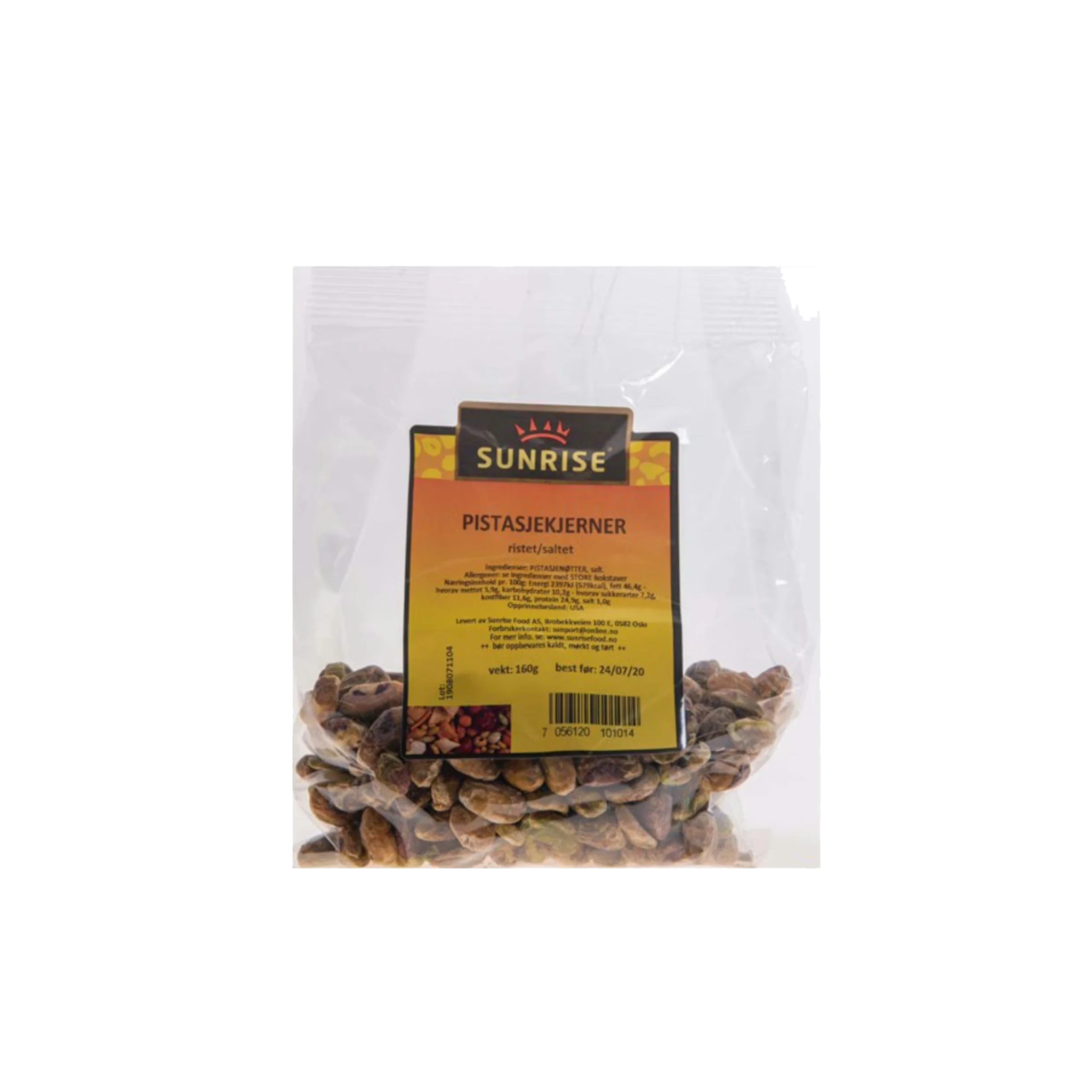 Sunrise Pistasjkjerner Ristet Usaltet 140g