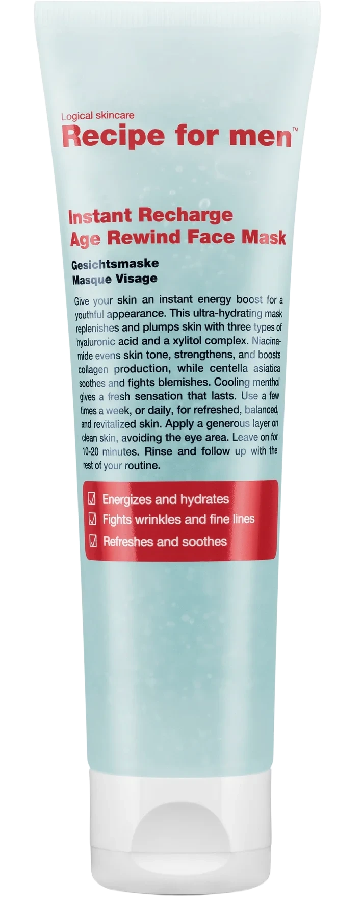 Recipe For Men Instant Recharge Age Rewind Face Mask 100 ml