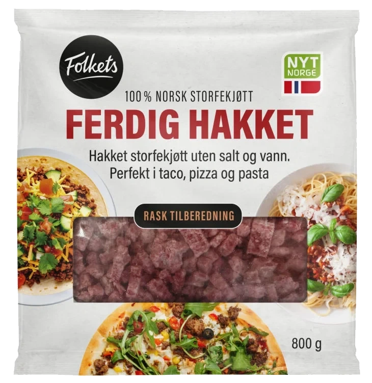 Kjøttdeig Hakket 800g Folkets