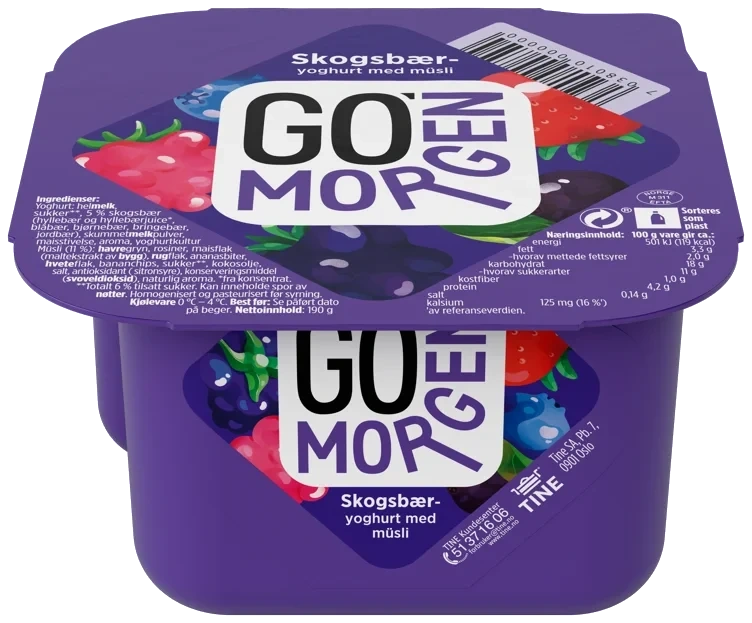 Go morgen yoghurt skogsbær/müsli  190g
