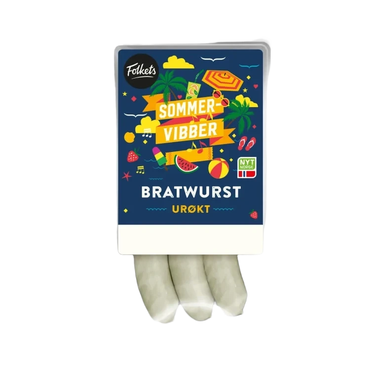 Bratwurst Urøkt 80% 270g Folkets Sommervibber