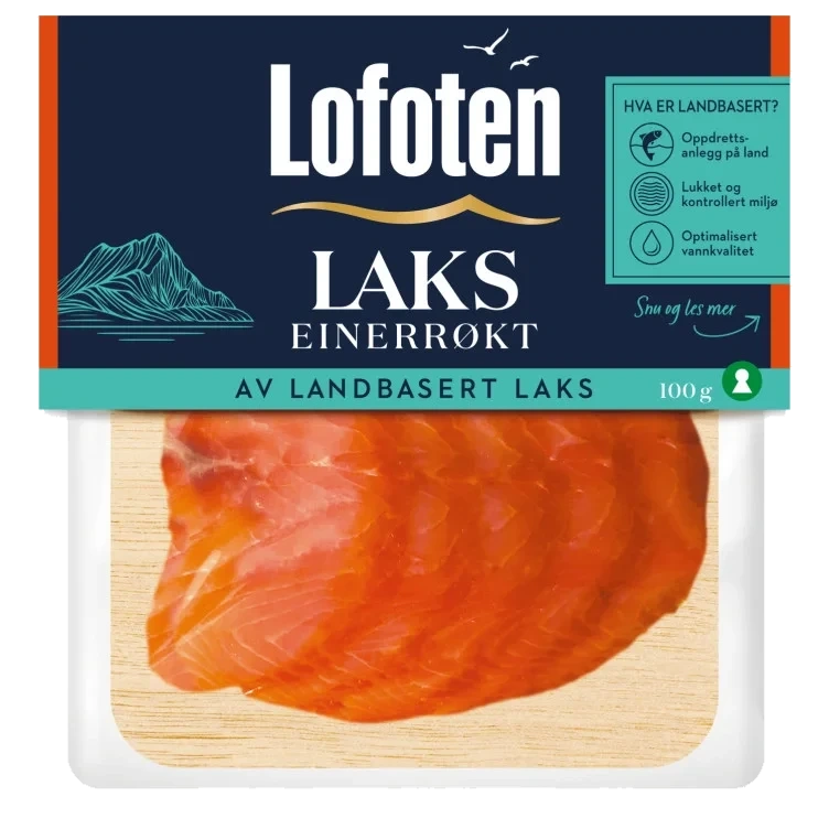 Laks Einerrøkt skivet 100g Landbasert Lofoten