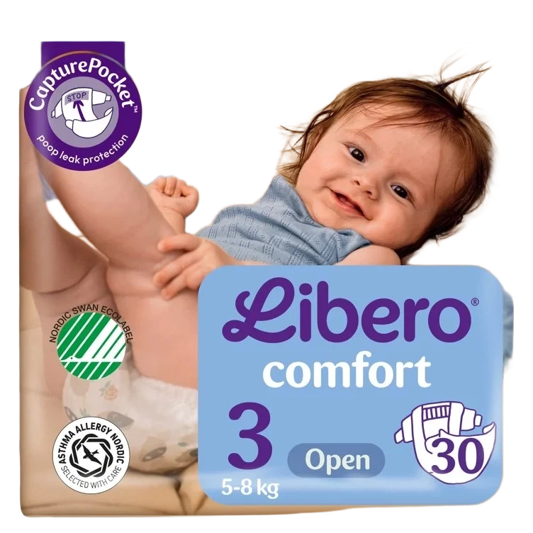 Libero Comfort 3 Åpen Bleie 5–8 Kg, 30 stk