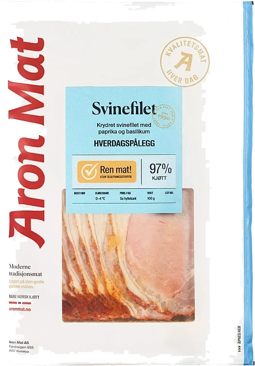 Svinefilet Krydret m/Paprika&Basilikum 100g Aron Mat