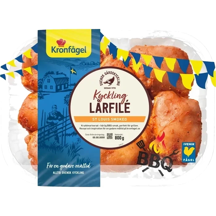 Kyckling lårfilé st Louis BBQ 800g Kronfågel