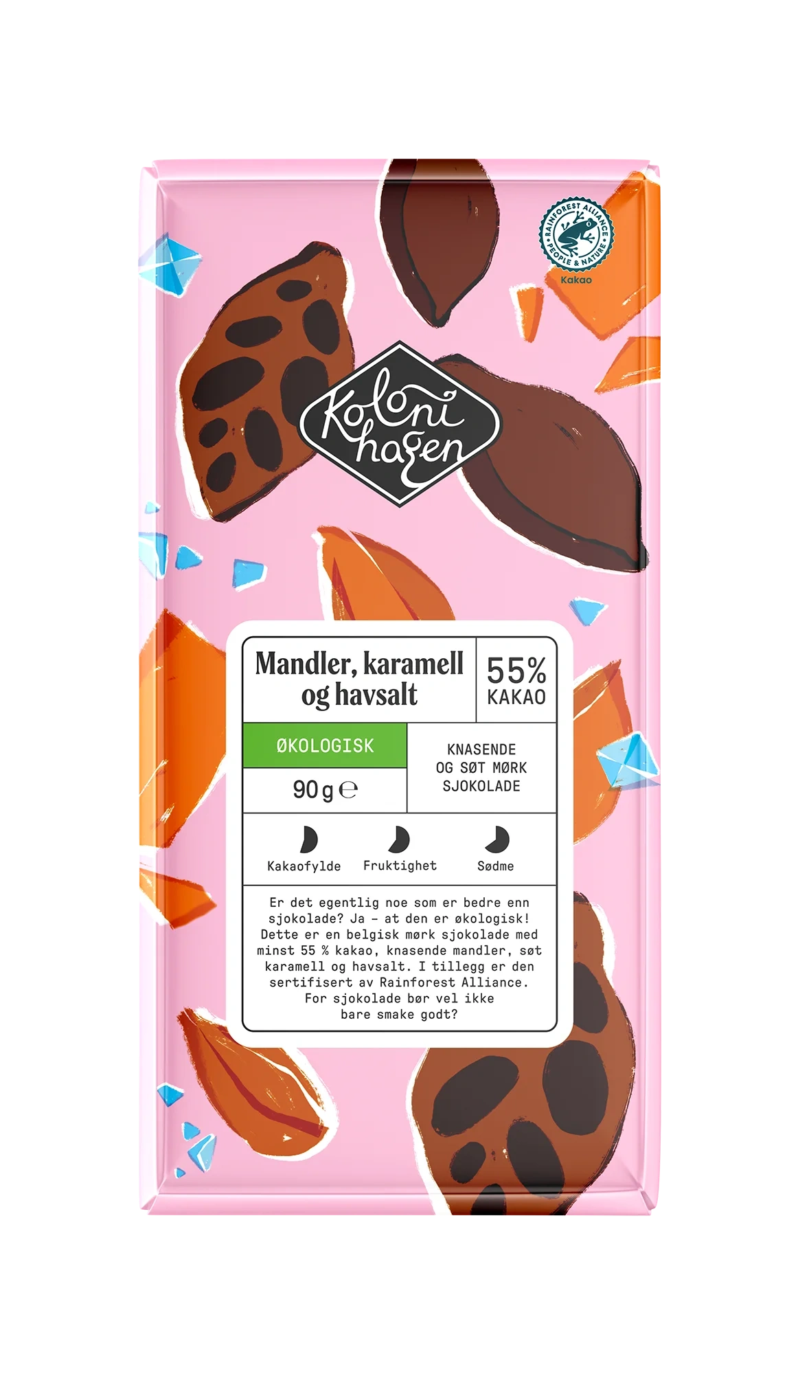 Mørk sjokolade med mandler, karamell og havsalt