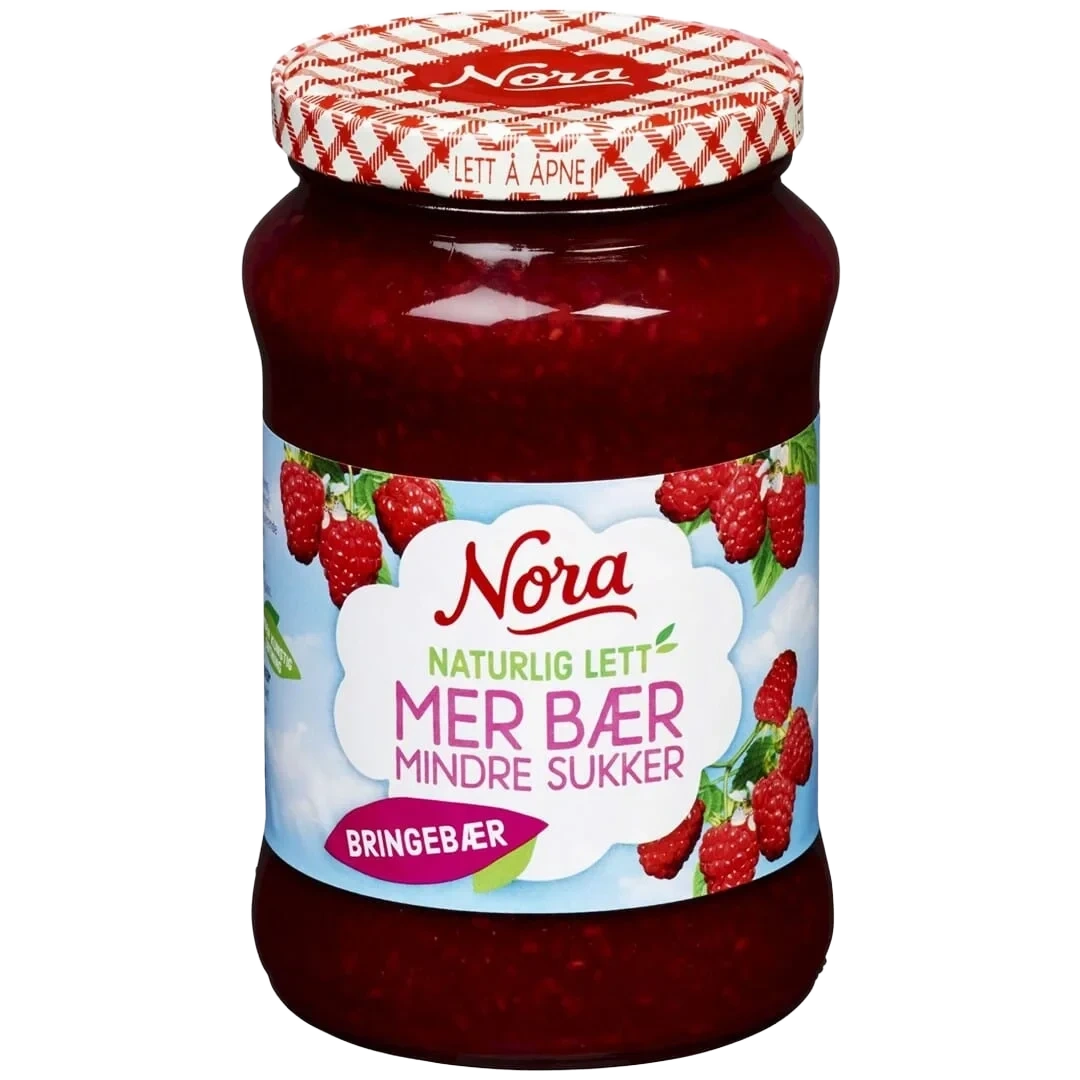Nora Bringebær Mindre Sukker 540g