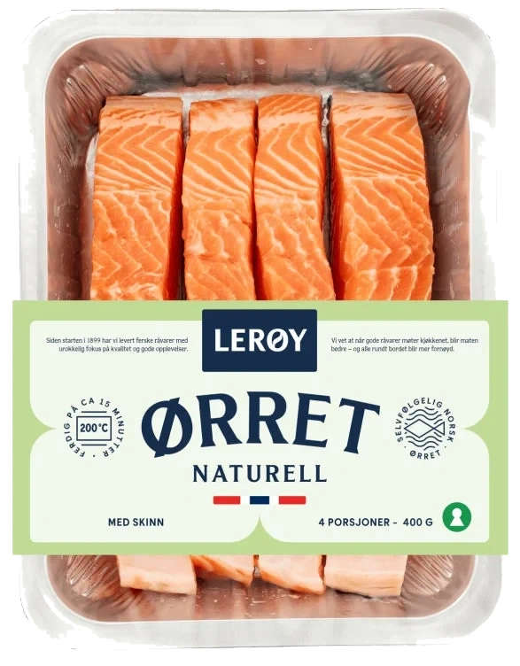 Ørret Porsjoner m/Skinn 4x100g Lerøy