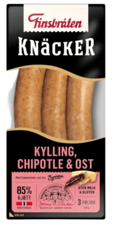 Knacker Kylling Chipotle&Ost 225g Finsbråten