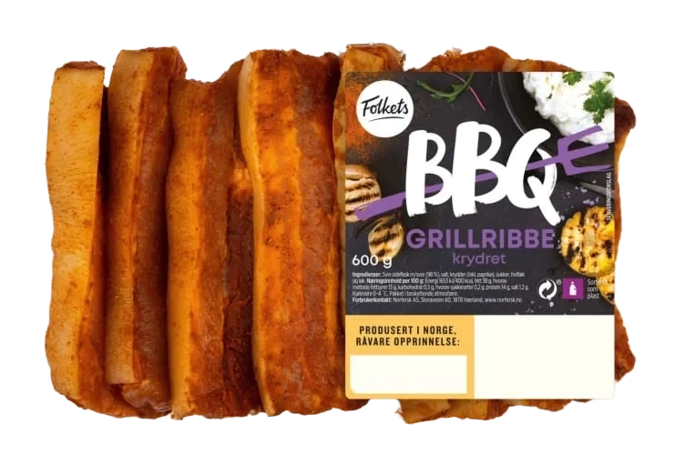 Svin Grillribbe Krydret 600g Folkets