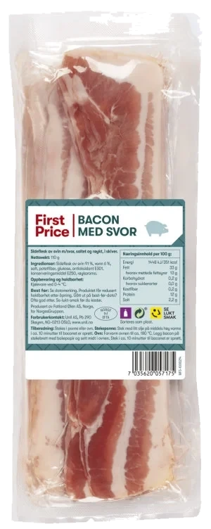 Bacon m/Svor skivet 110g First Price