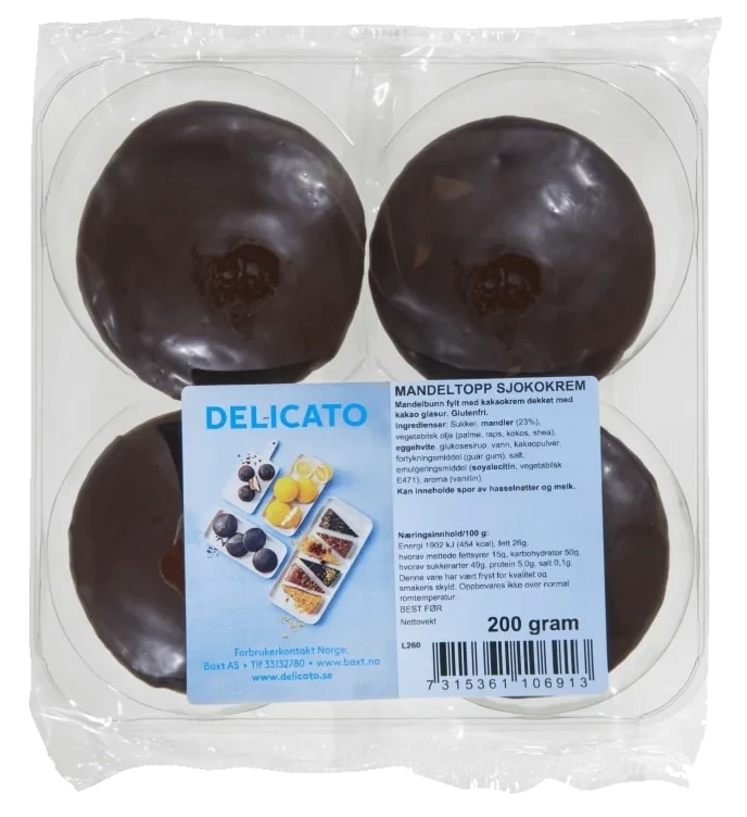 Mandeltopp m Sjokolade 200g Delicato