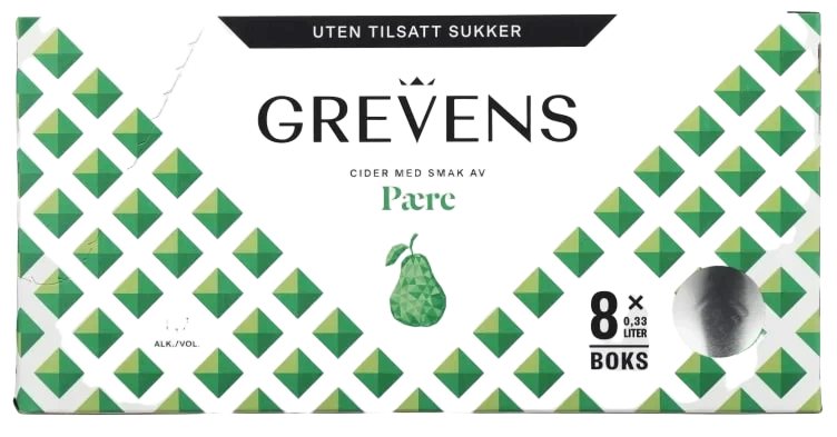 Grevens Cider Pære u/Sukker 0,33lx8 boks