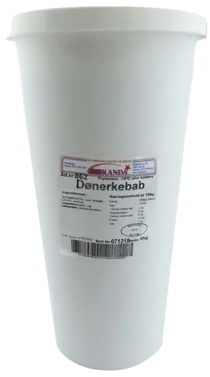 Dønerkebab m/Stang 5kg Bøtte
