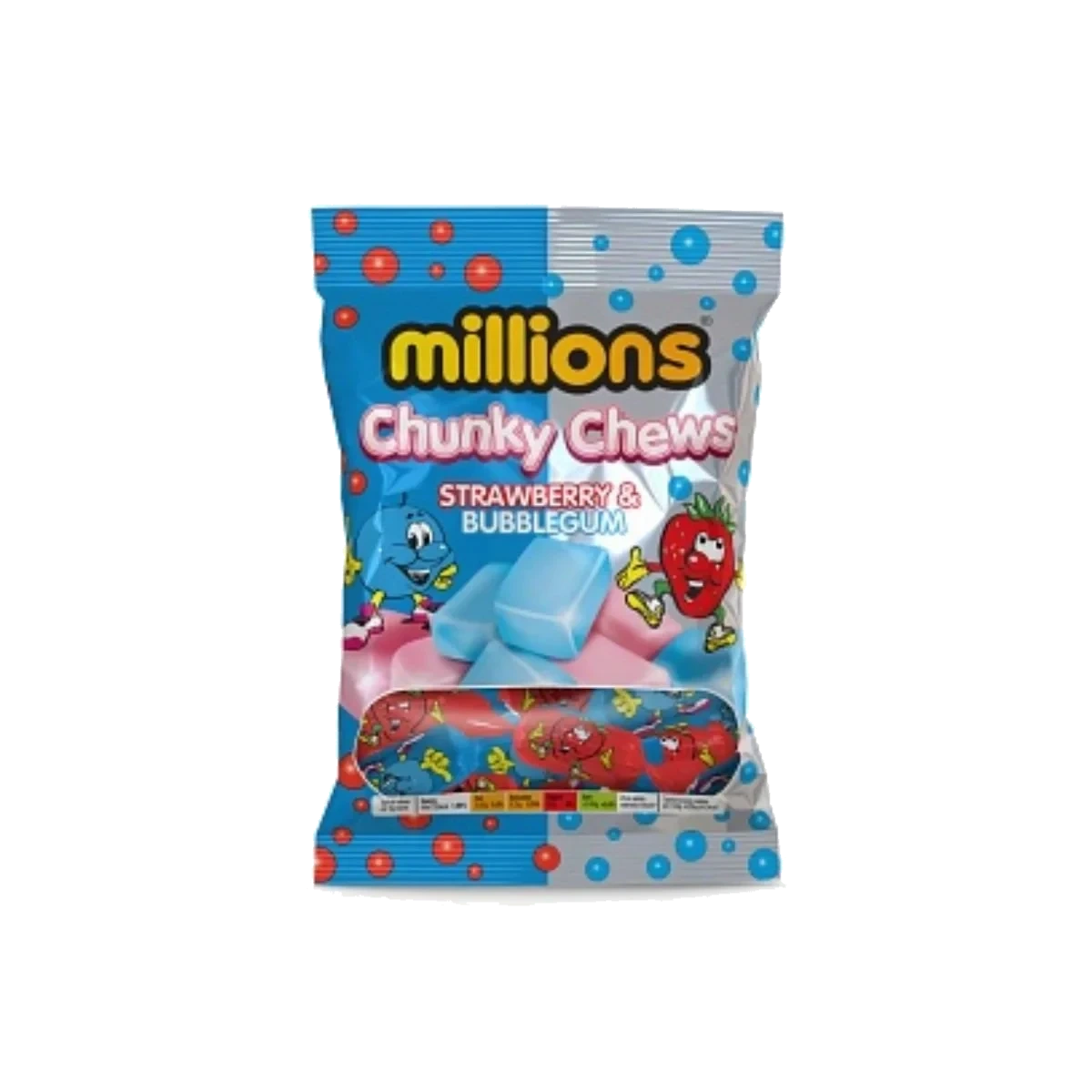Millions Chunky Chews Strawberry & Bubblegum 120g