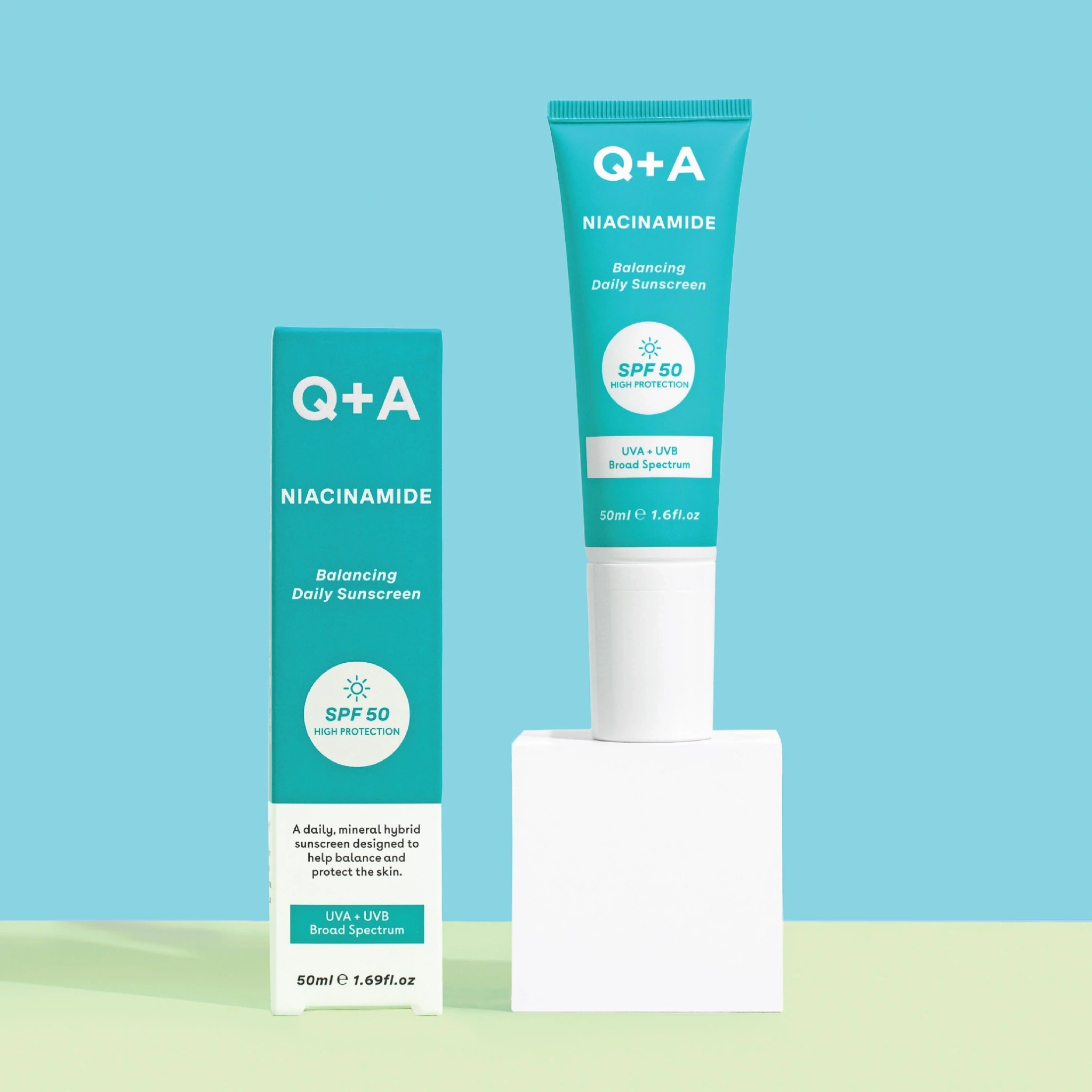 Q+A Niacinamide Balancing Daily Sunscreen SPF 50, 50 ml