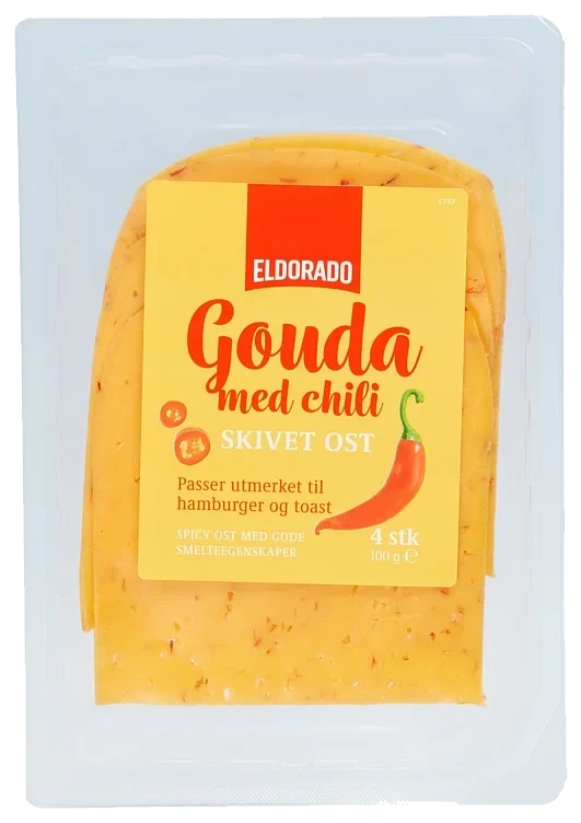 Gouda m/Chili skivet 100g Eldorado