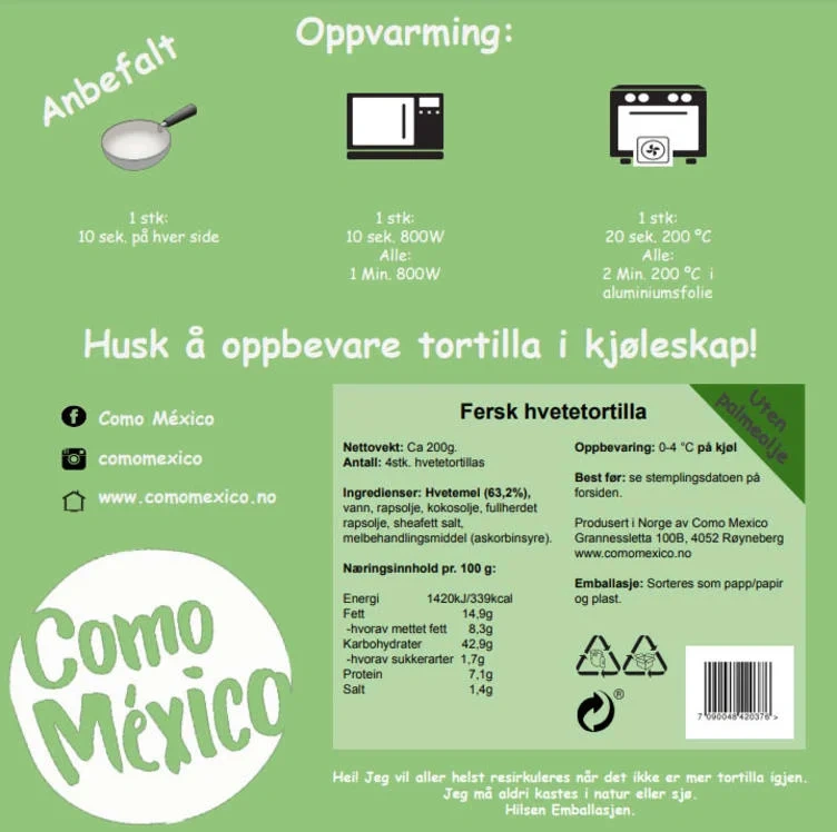 Fersk Hvetetortilla Como Mexico 200g 4pk