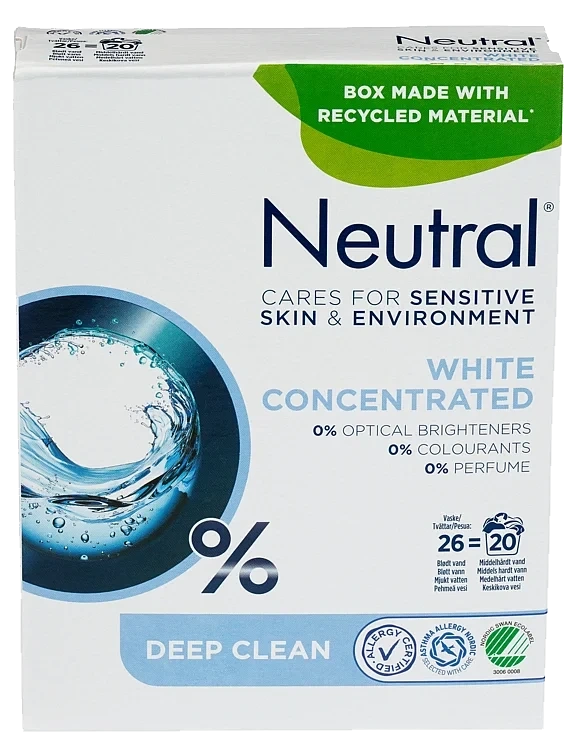 Neutral vaskepulver maskin white parfymefri   975g