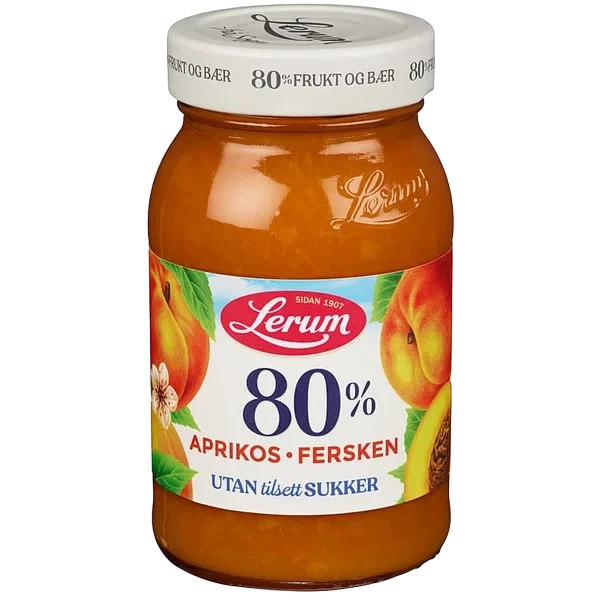 Aprikos-ferskensyltetøy Utan Tilsett Sukker 335g Lerum