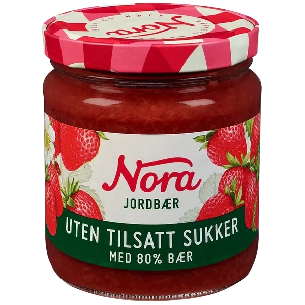 Jordbærsyltetøy 80% Uts 275g Nora
