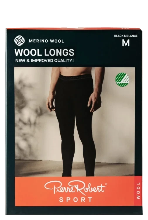 Wool Longs Sport Black Melange Xxl Pierre-Robert