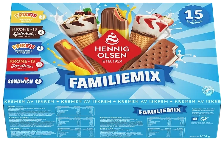 Familiemix Multipack 15stk Hennig Olsen