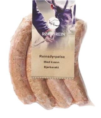 Reinsdyrpølse m/Kvann Bjørkerøkt 400g Frys