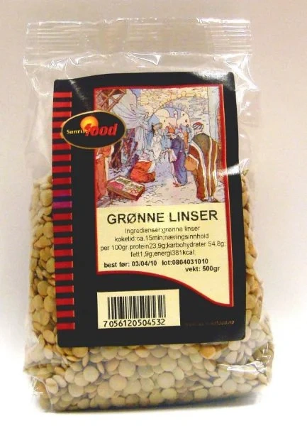 Sunrise Grønne Linser 450g