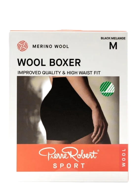 Boxer Wool Sport Black Melange L Pierre-Robert
