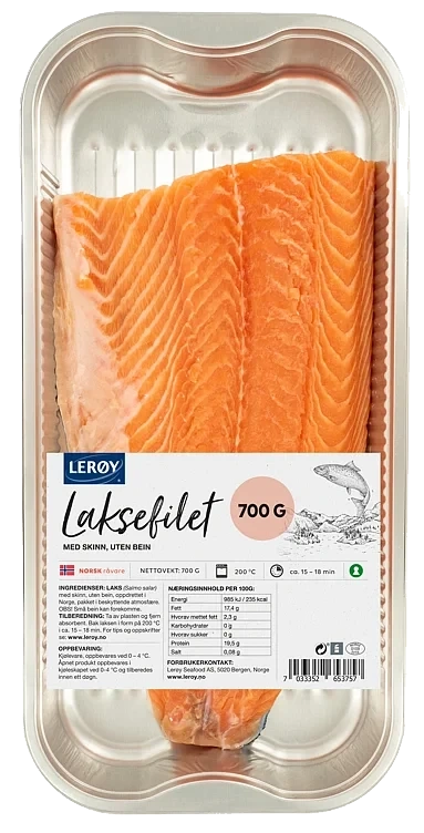 Laks Helside m/Skinn 700g Lerøy