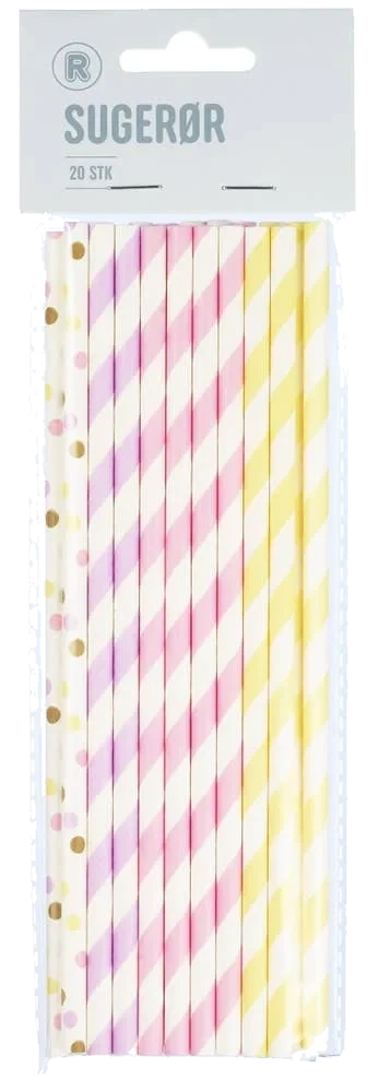 Papirsugerør Assortert vare, 19,5 cm, 20 stk