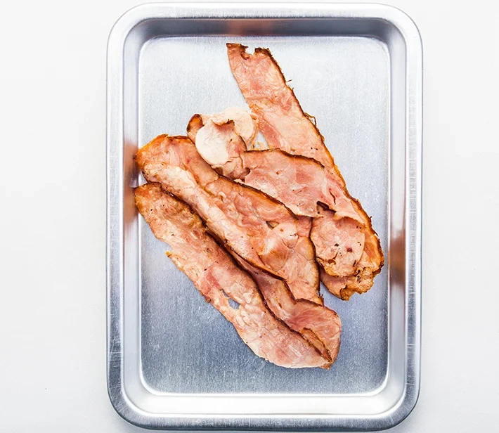 Kycklingbacon, skivat, stekt, SE