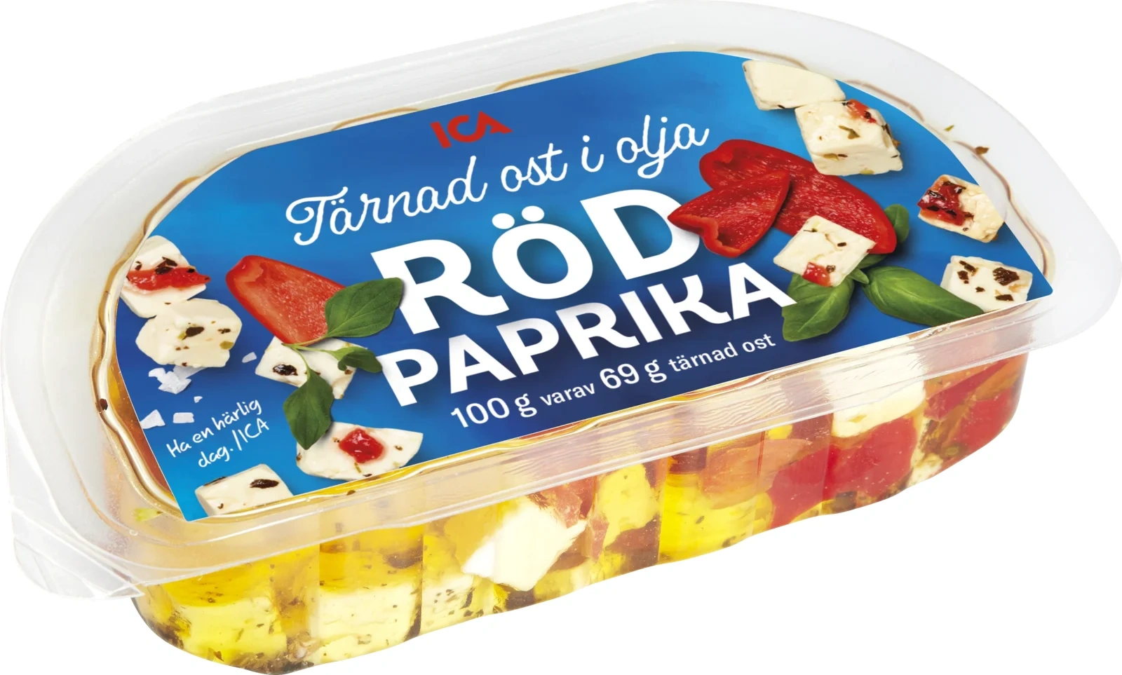 ICA Tärnad ost i olja med röd paprika