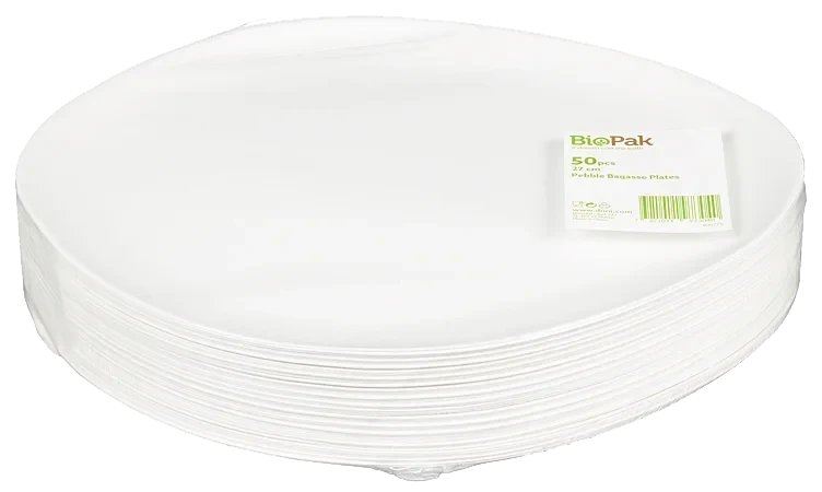 Tallerken Pebble Bagasse Hvit 27cm