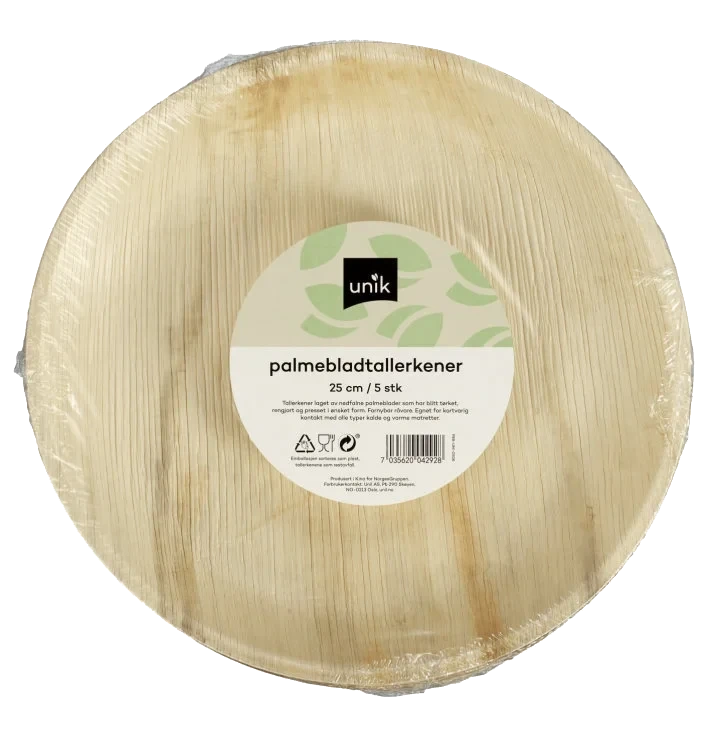 Tallerken Palmeblad 25cm 5stk Unik