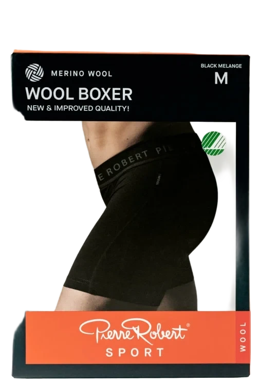 Sport Boxer Wool Men Black M Pierre-Robert