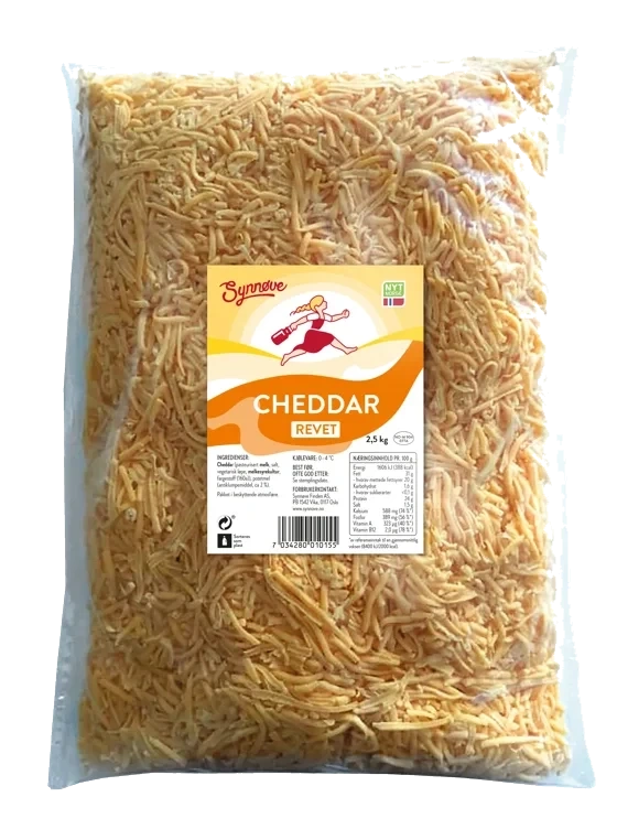 Cheddar revet, norsk  2,5kg