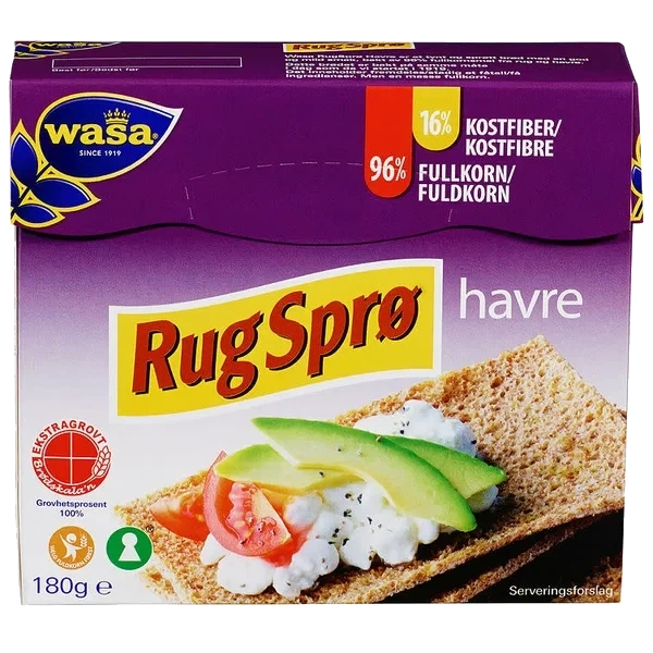 Wasa Knekkebrød Rugsprø Havre 180g