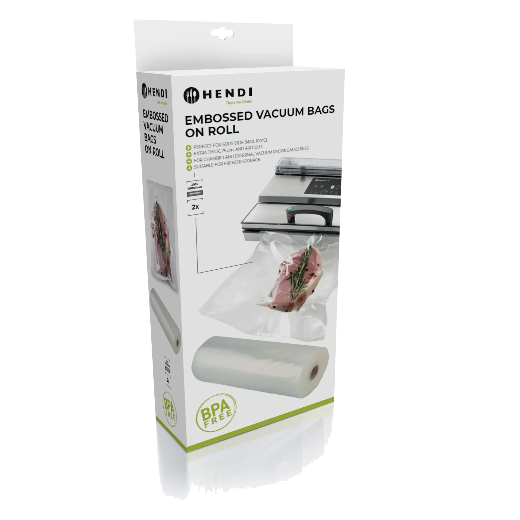 Embosed bags for strip packaging machine