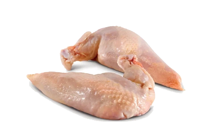 Kyllingbryst med skinn og vinge fryst   2x2,525kg