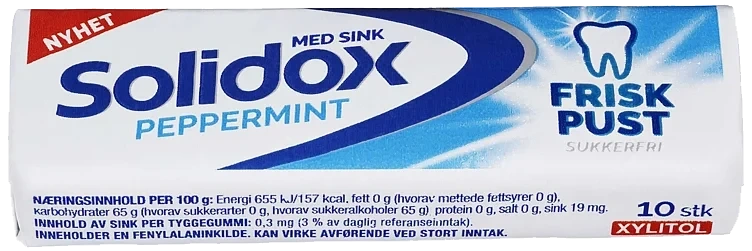Solidox tyggis frisk pust peppermint 10p 14g