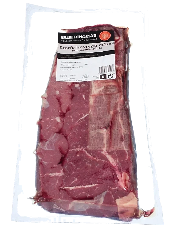 Storfe hyrygg m/ben skivet frittg. 6xca.1,5kg  kg