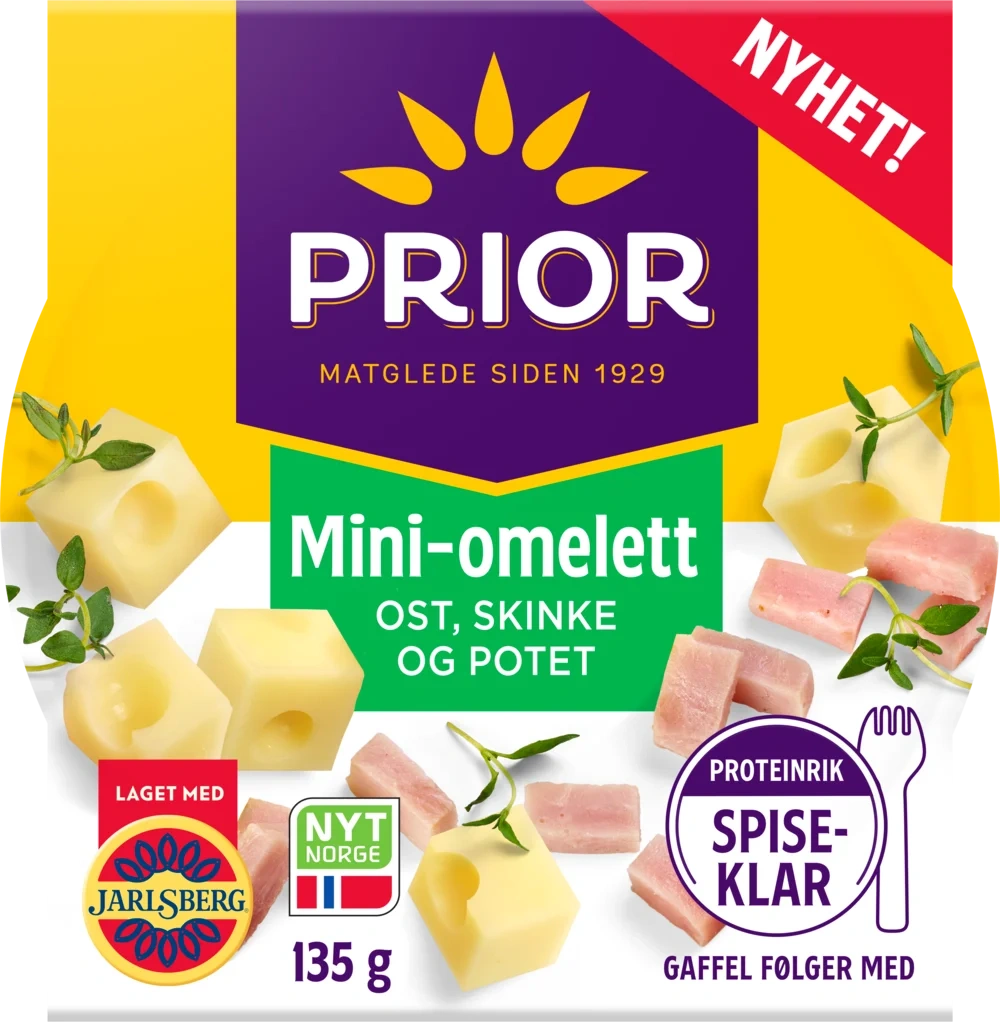 PRIOR Mini-omelett Ost, skinke og potet 135g