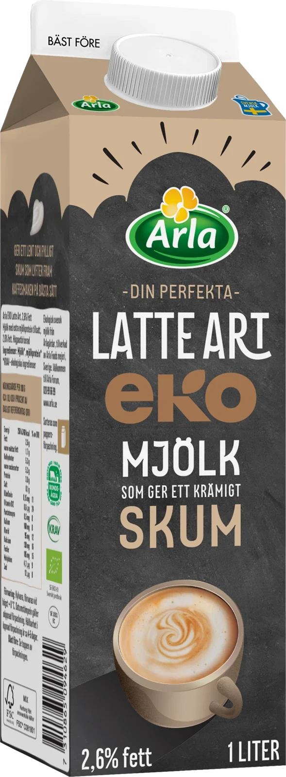 Latte Art® ekologisk mjölk 2.6% 1 L