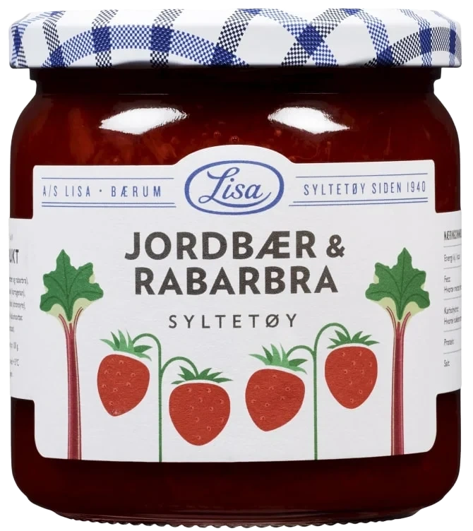 Jordbær-rabarbrasyltetøy 420 g Lisa